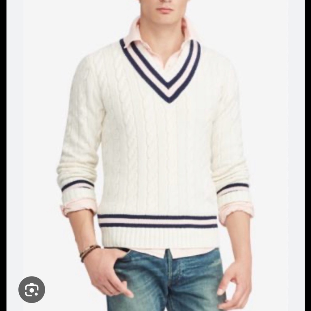 Ralph Lauren Pink Pony Men, size M 
Classic Cream Cable Knit Sweater